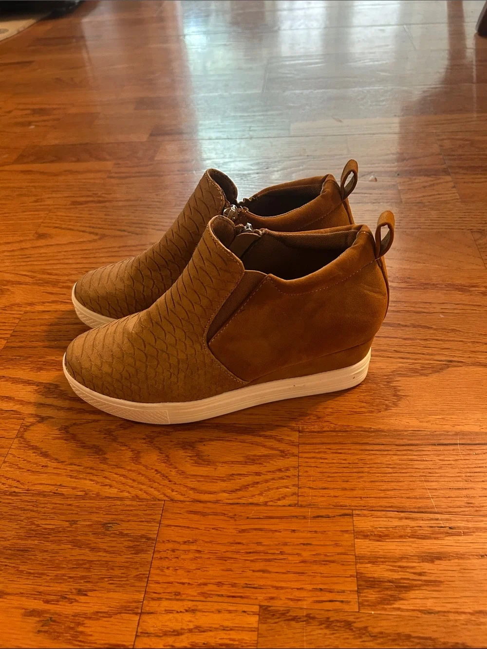 Women's Taupe Slip-On Ankle Booties with Side Zip